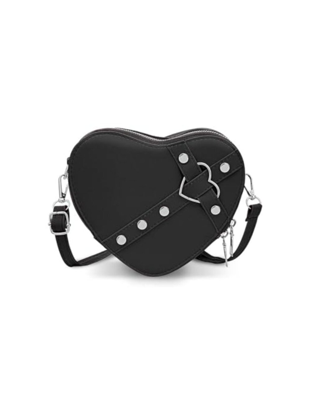 Small Leather Crossbody Bag Heart Shaped Shoulder Purse Removable Strap Women
